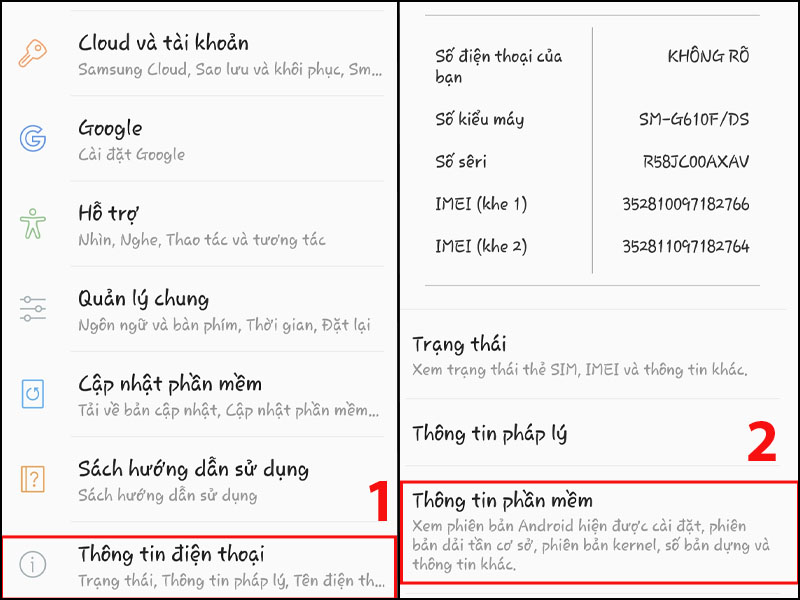 Chọn Thông tin phần mềm